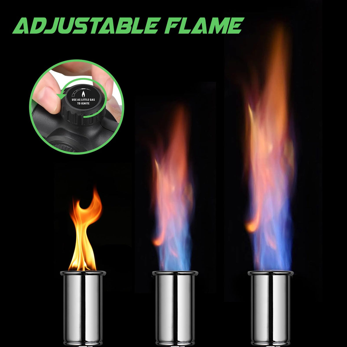 Koackl grill torch with igniter enables even creme brulee caramelization.