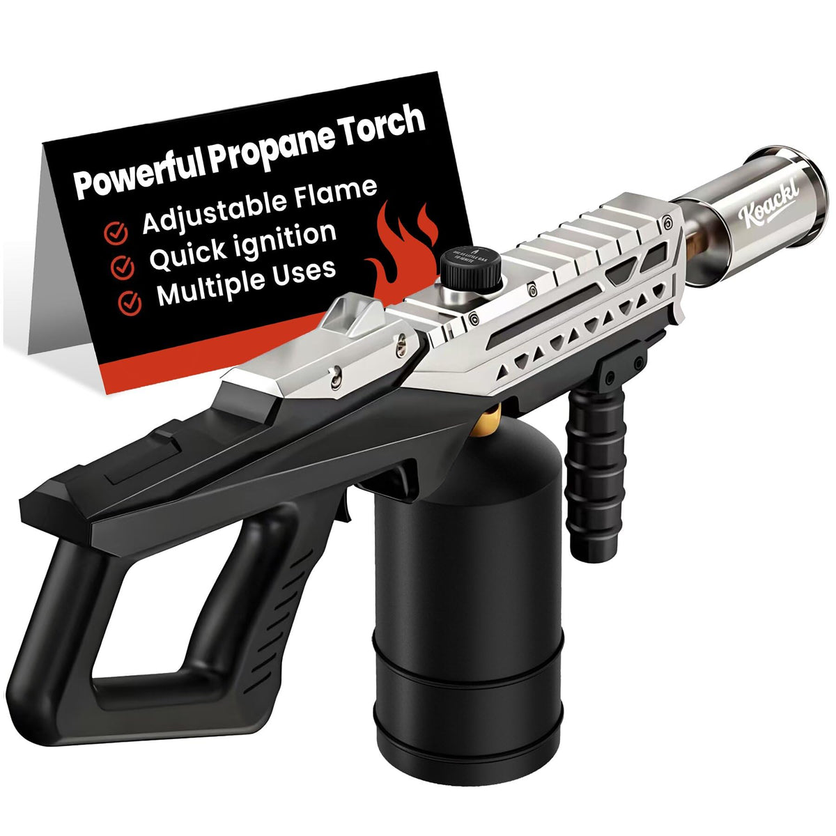 Koackl kitchen torch flame control enables precise browning and searing at home