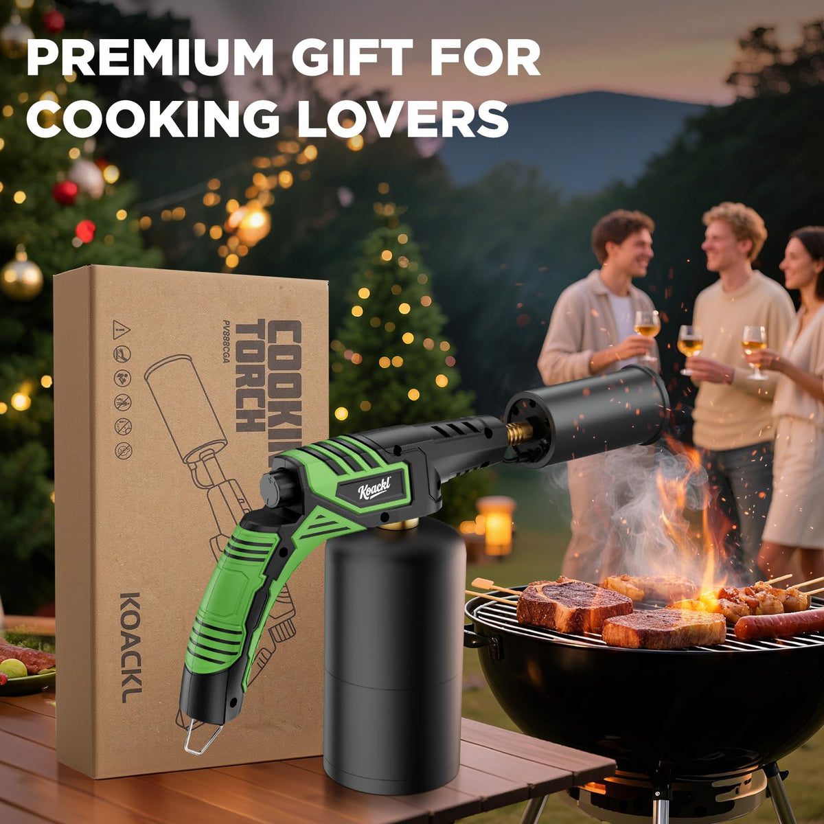 Koackl powerful propane torch for quick charcoal lighting and ignition of grills.