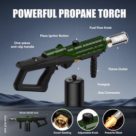 Koackl propane torch gun adjustable flame highlights precise heat control.