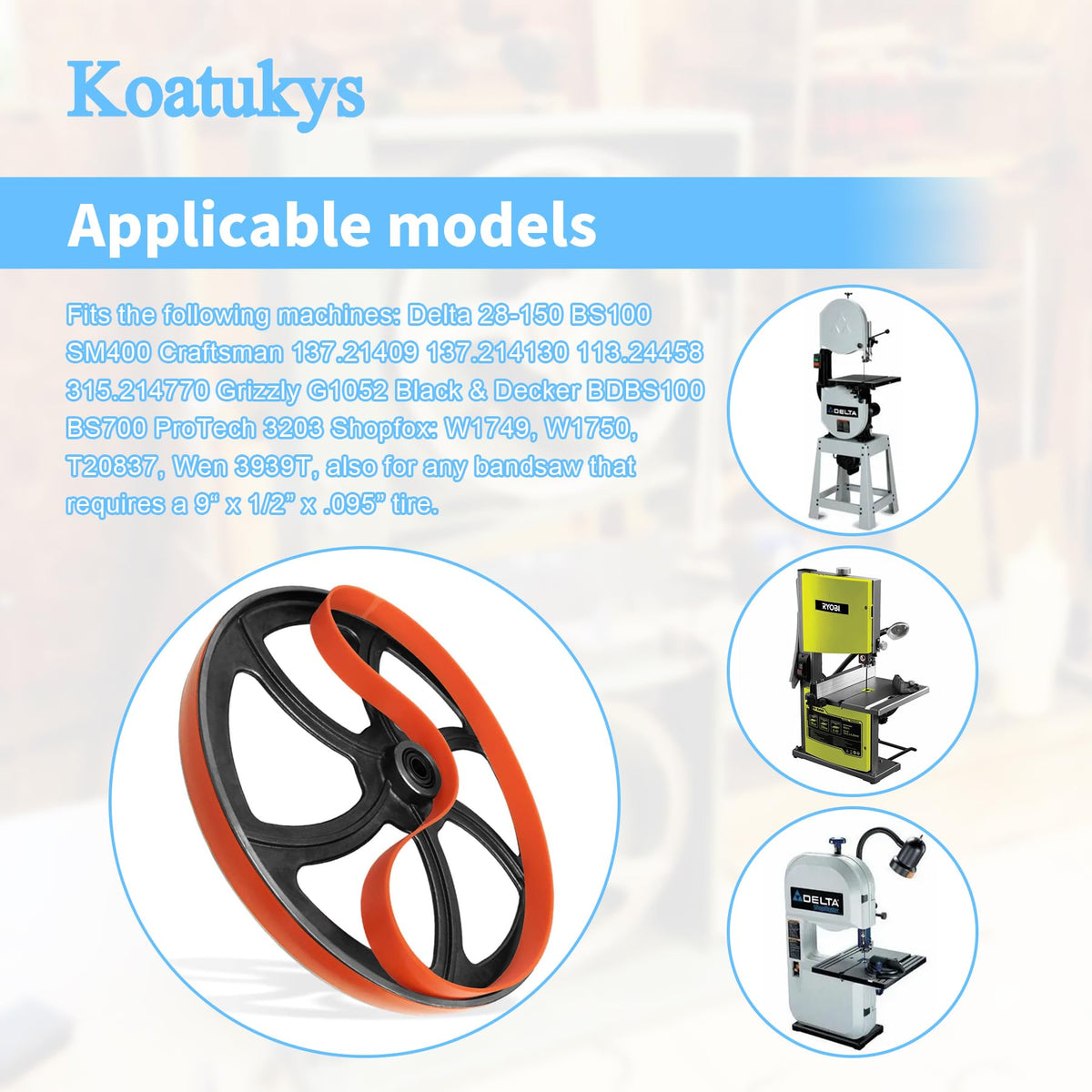 Koatukys band saw tire for ProTech 3203 supports consistent performance.