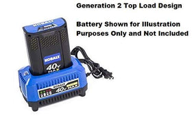 Kobalt 40V charger paired with a Li-ion battery for outdoor equipment use.