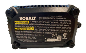 Kobalt 40V charger with indicator lights signals charging progress at a glance.