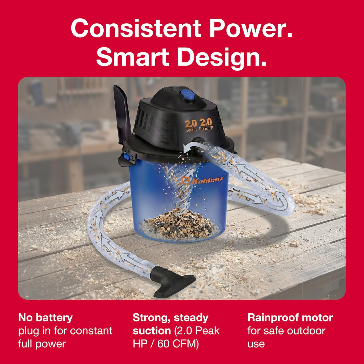 Koblenz WD-2L On-unit storage keeps accessories organized.