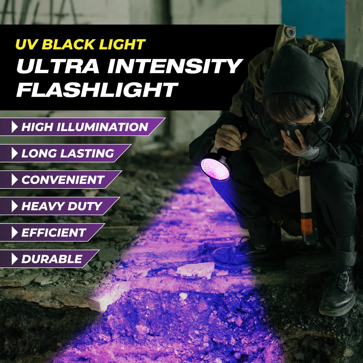 KOBRA UV flashlight LED array close-up, bright UV coverage