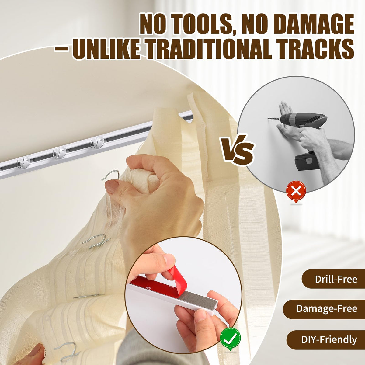 KOBRICH included hooks and clips for quick curtain attachment.