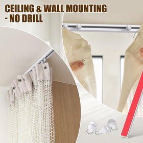 KOBRICH versatile track used as a room divider in a compact space.