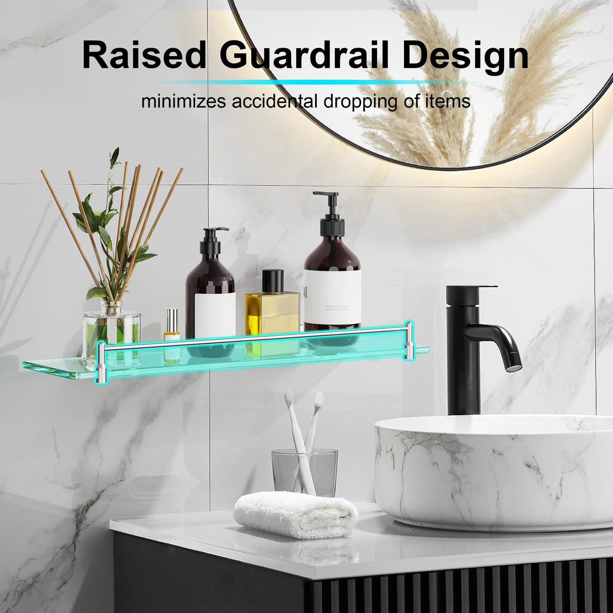 KOCOK bathroom shelves organize toiletries and towels for a tidy space.