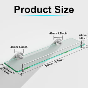 KOCOK tempered glass shelf demonstrates safety with shatter-resistant 0.3 inch glass.