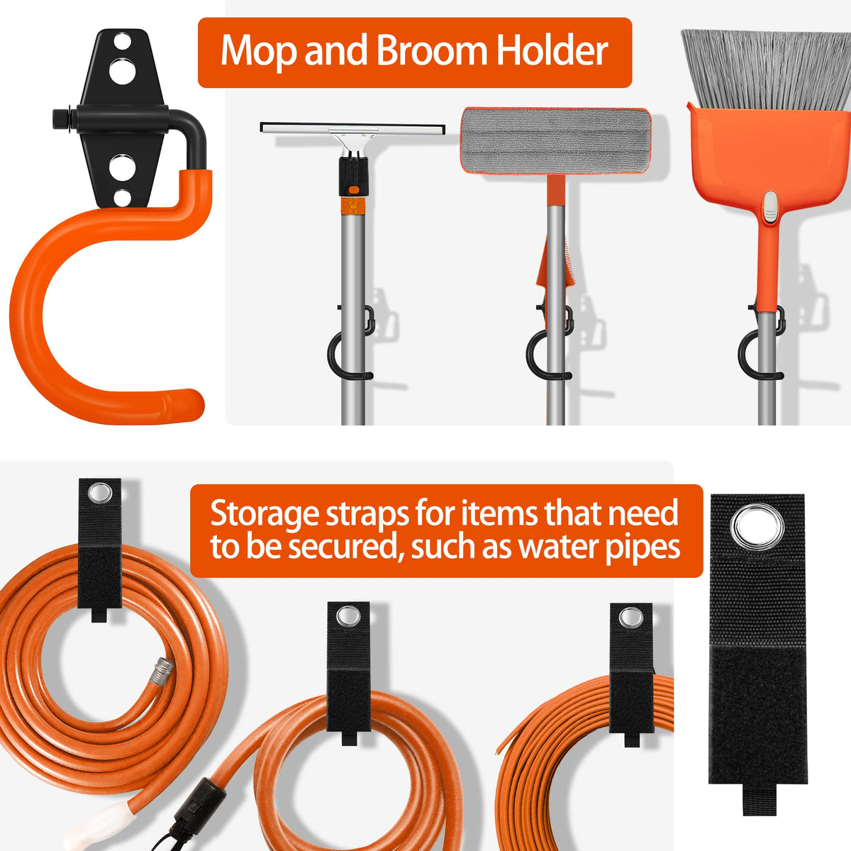 Kodreat hooks hold bike, ladder, and garden tools securely.