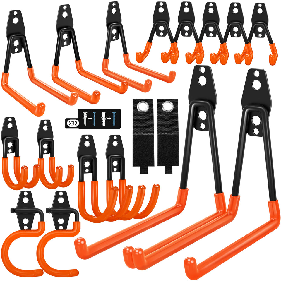 Kodreat garage hooks close-up with anti-slip coating for secure grip on heavy gear.