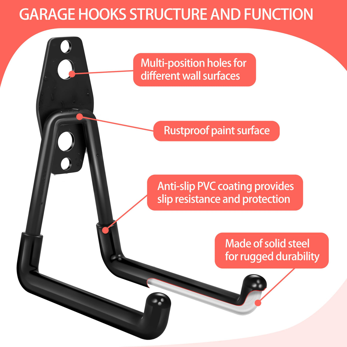 Kodreat wall-mount hooks installed with included screws and anchors for reliable mounting.