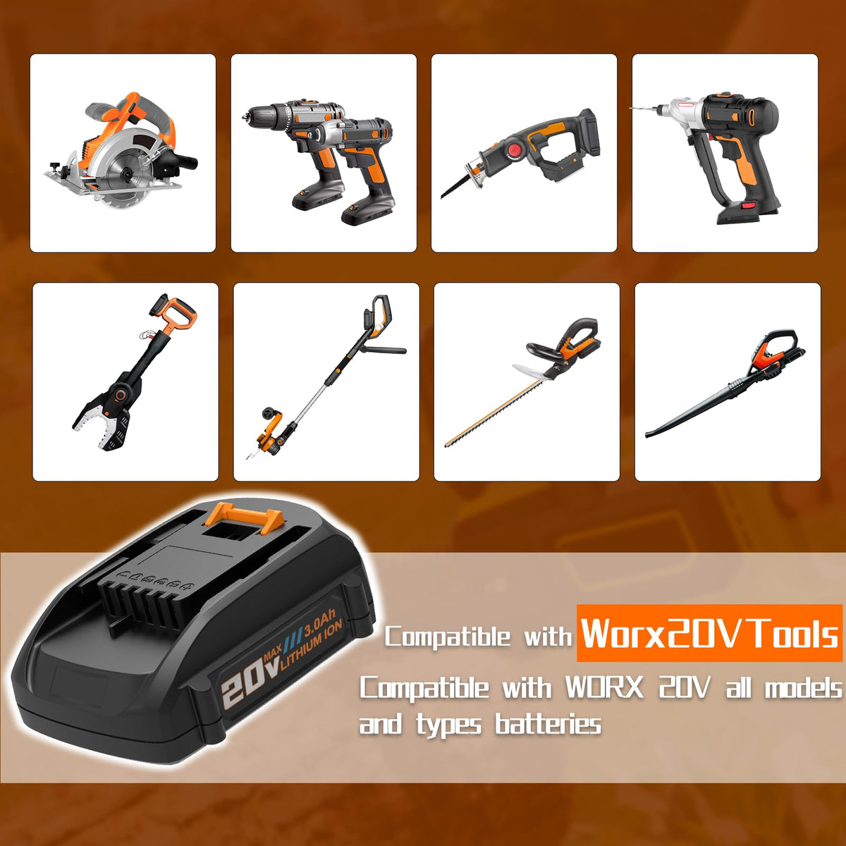 Koedsion 2Pack 3000mAh WG151s battery supports dependable Worx 20V operation.