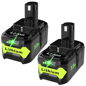 Koedsion 2-pack 5000mAh Ryobi battery front view for extended tool runtime