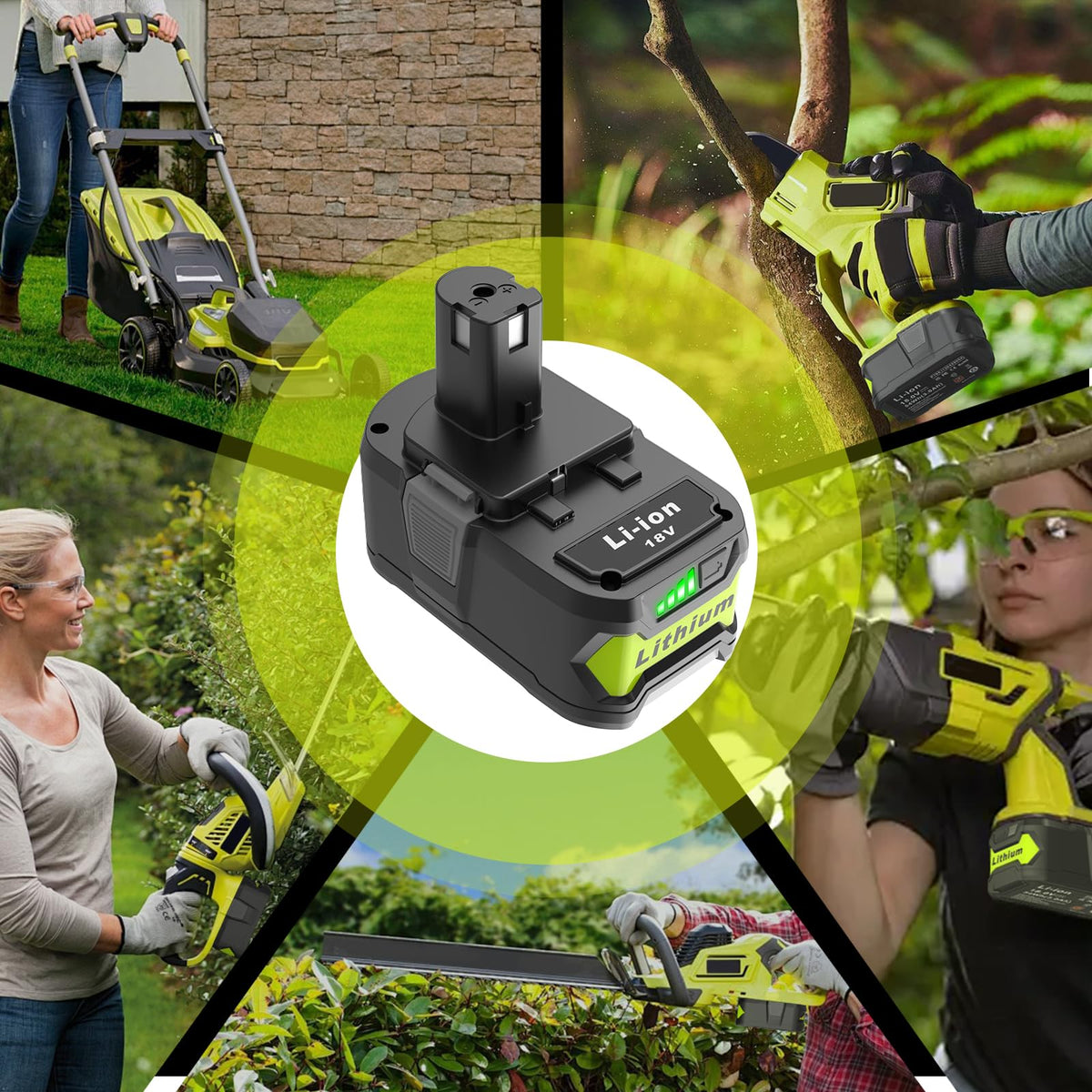Koedsion 2-pack Ryobi battery side view showing slim profile and balance