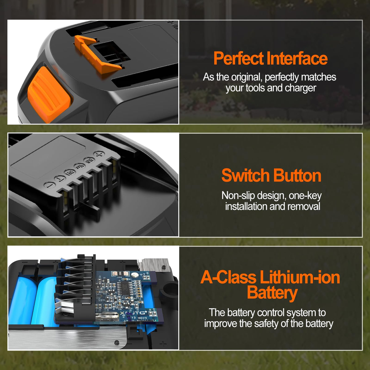 Koedsion battery in use with a Worx trimmer.