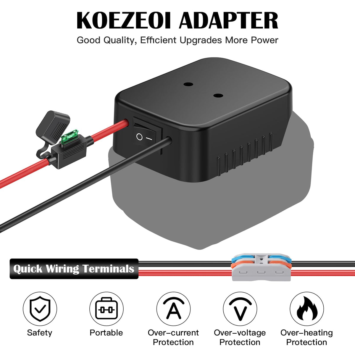 KOEZEOI locking connection ensures stable battery-to-adapter power