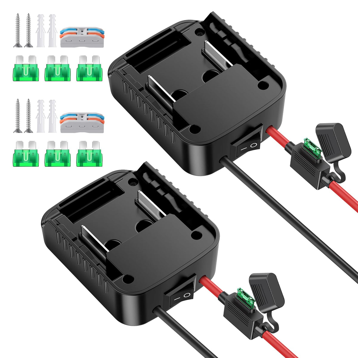 KOEZEOI Makita 18V battery adapter 2-pack shows secure fit and quick lock