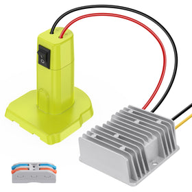 KOEZEOI Ryobi 18V to 12V converter powering 12V devices in DIY projects.