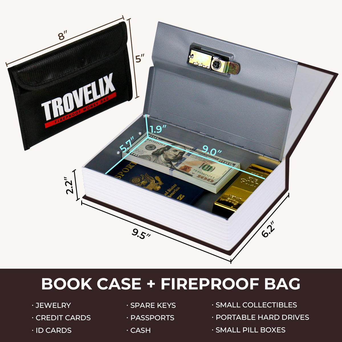 KOFAIR fireproof bag and steel core provide enhanced protection detail.