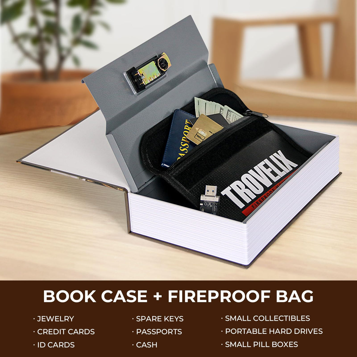 KOFAIR fireproof bag closeup highlights heat resistance and water protection features.