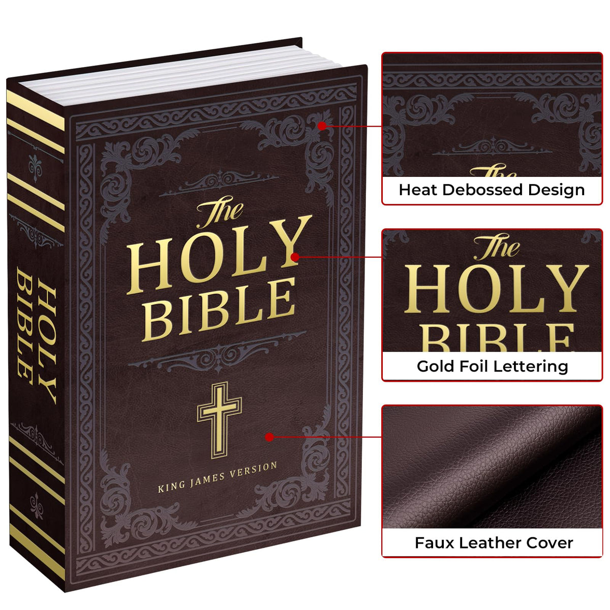KOFAIR hollow book design blends with shelf décor while concealing valuables.