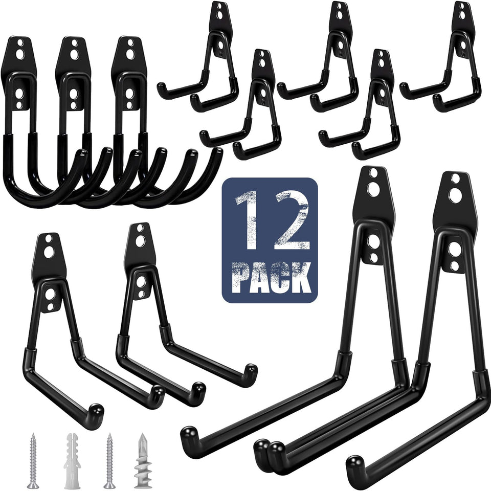 KOFANI Garage Hooks heavy-duty 12-pack for ladders, bikes, and tools