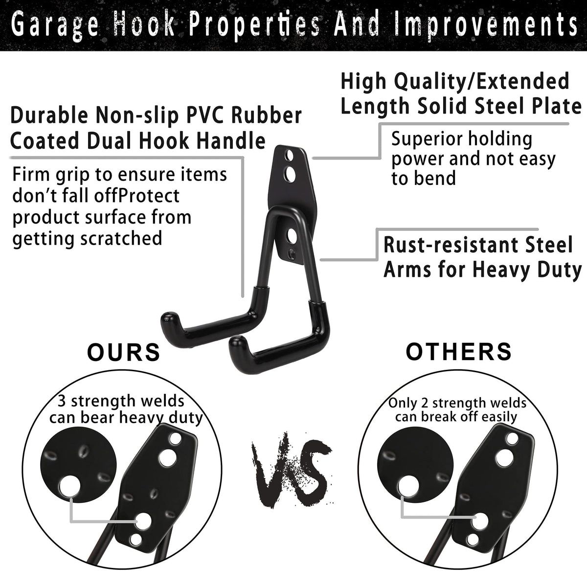 KOFANI steel garage hooks different sizes arranged for versatile storage