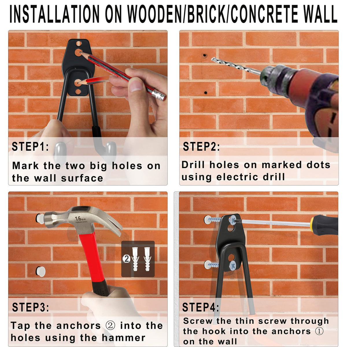 KOFANI hooks supporting ladder and garden tools in a tidy workspace