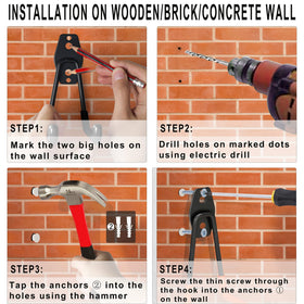 KOFANI hooks supporting ladder and garden tools in a tidy workspace