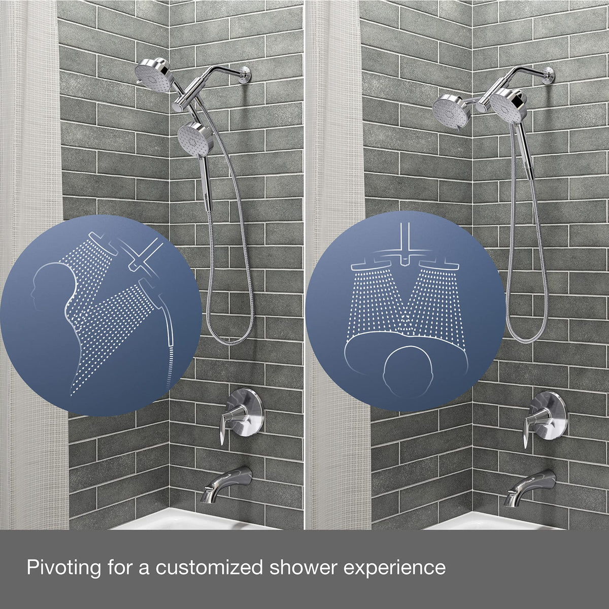 KOHLER Awaken wide-coverage spray for full-body rinsing.