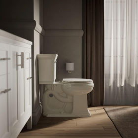 Kohler Brevia Biscuit color-matched hinges for a clean look