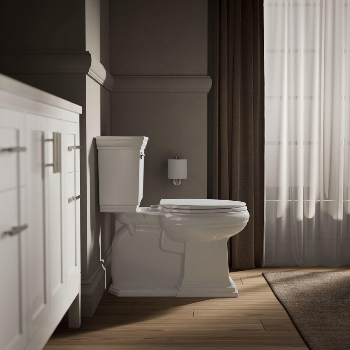 Kohler Brevia white hinges match the toilet color