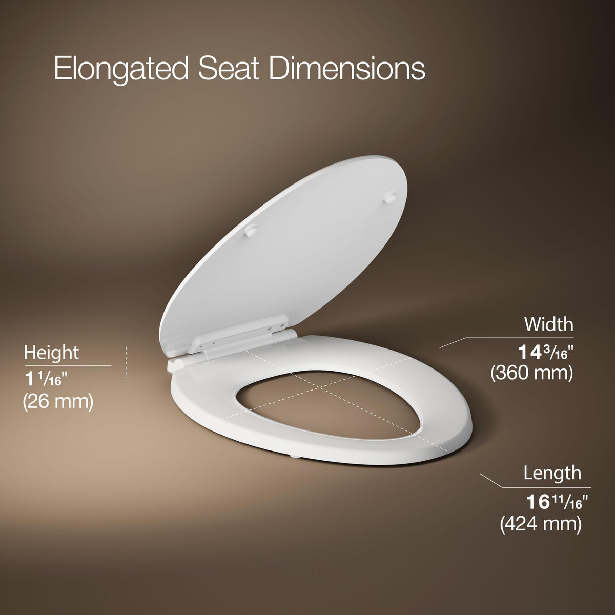 Compression-molded wood construction provides a substantial feel in any bathroom.