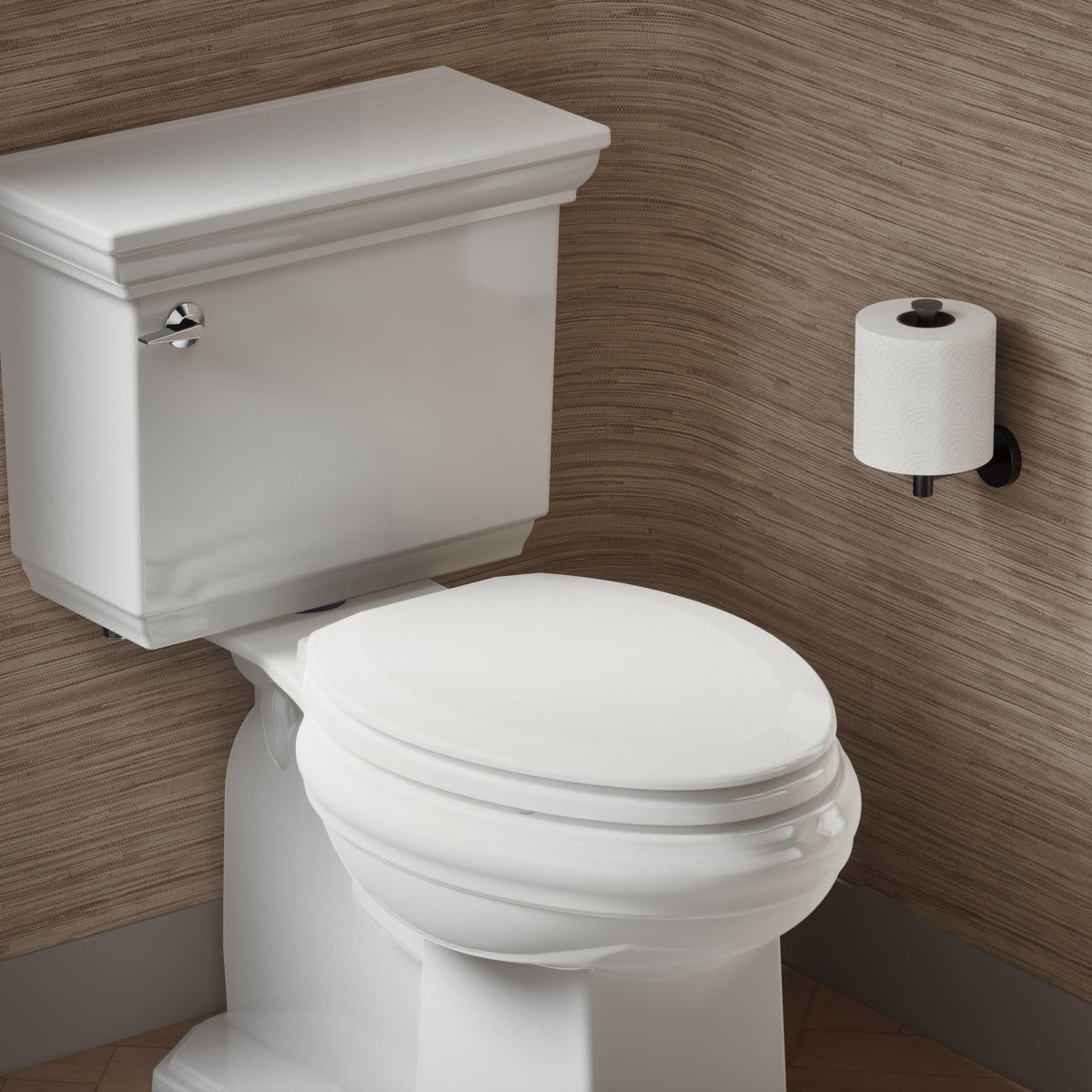 Kohler Broadwood single hinge design simplifies cleaning beneath the seat.