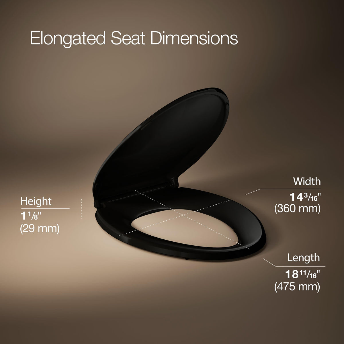 KOHLER Cachet grip-tight bumpers stabilizing the seat during daily use.