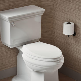 KOHLER Cachet quiet close feature demonstrates soft lid closing for less noise.