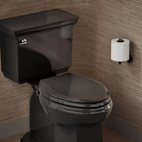 KOHLER Cachet quiet-close lid reducing bathroom noise during use.