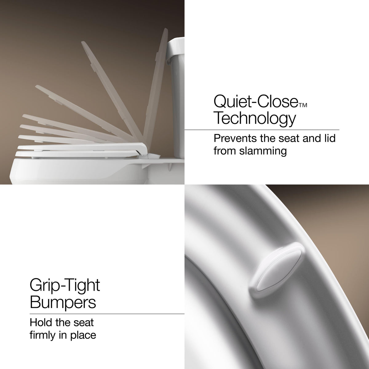 KOHLER Cachet ReadLatch biscuit finish complements modern bathrooms