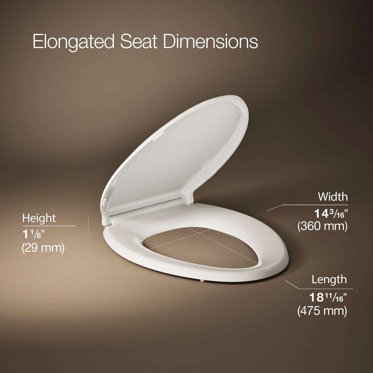 KOHLER Cachet ReadLatch hinge detail shows secure lock and easy cleaning
