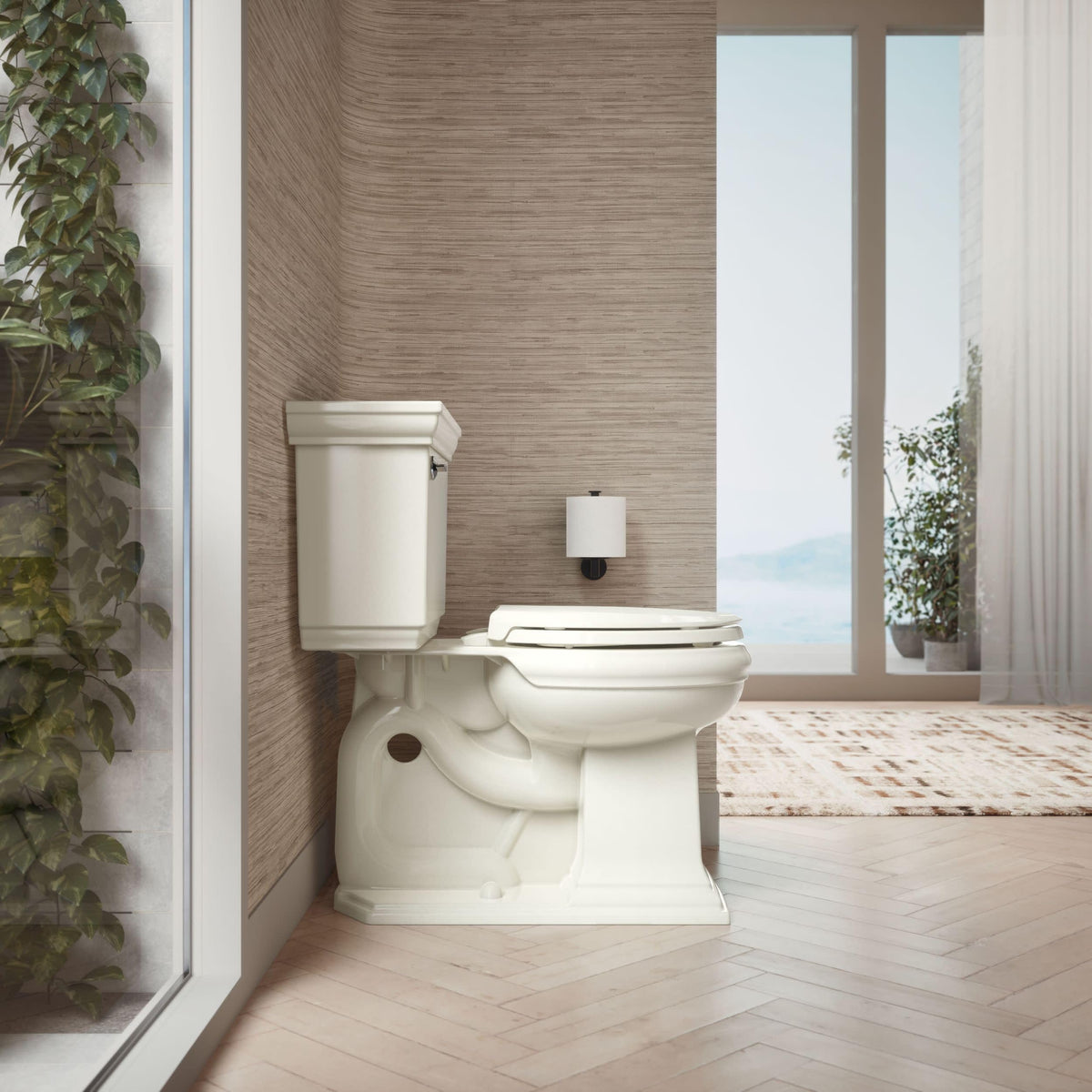 Kohler Cachet ReadyLatch almond grip-tight-bumpers keep the seat stable during daily use