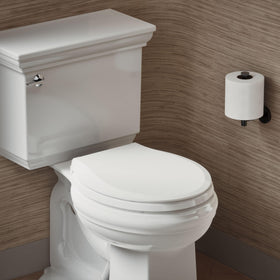 KOHLER Cachet ReadyLatch round seat white top-installation view demonstrates simple mounting.
