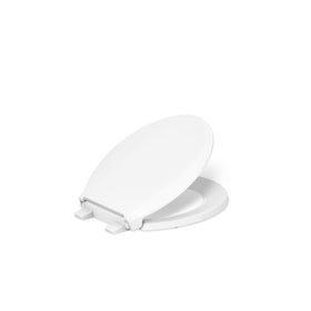 KOHLER Cachet ReadyLatch round seat white assembly view highlighting easy installation.