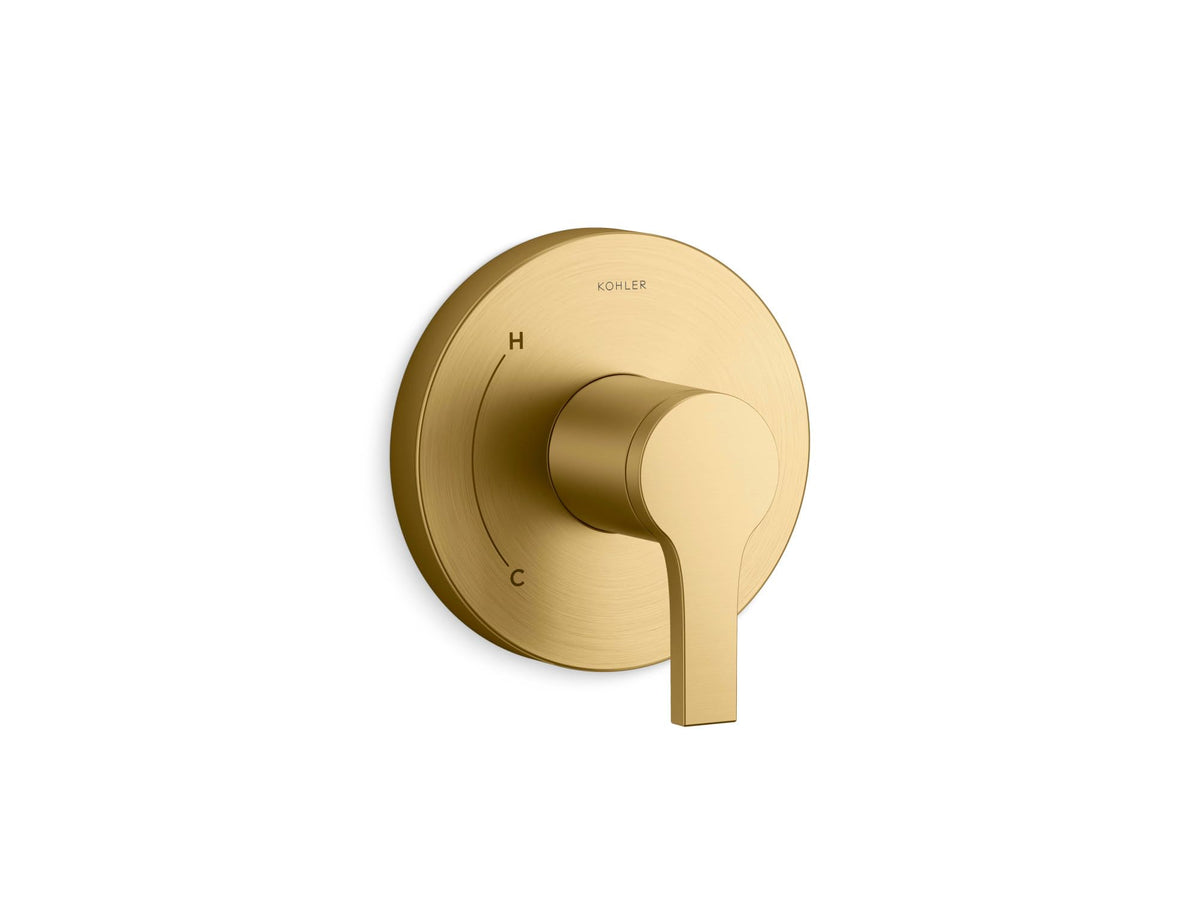 KOHLER Elate Rite-Temp valve trim in Brushed Moderne Brass enables safe temperature control