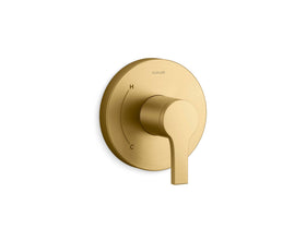 KOHLER Elate Rite-Temp valve trim in Brushed Moderne Brass enables safe temperature control