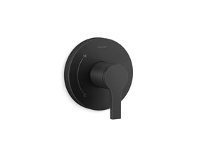 KOHLER Elate matte black valve trim faceplate close-up with ADA lever