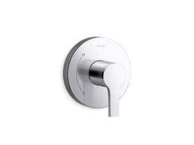 KOHLER Elate valve trim polished chrome close-up highlighting antiscald protection