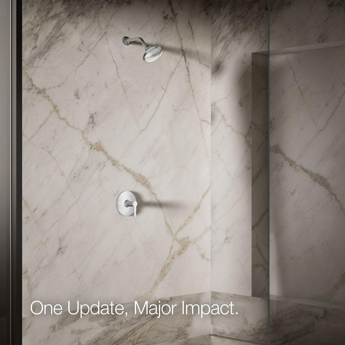 Kohler Forté half-inch NPT install allows simple wall-mount setup.