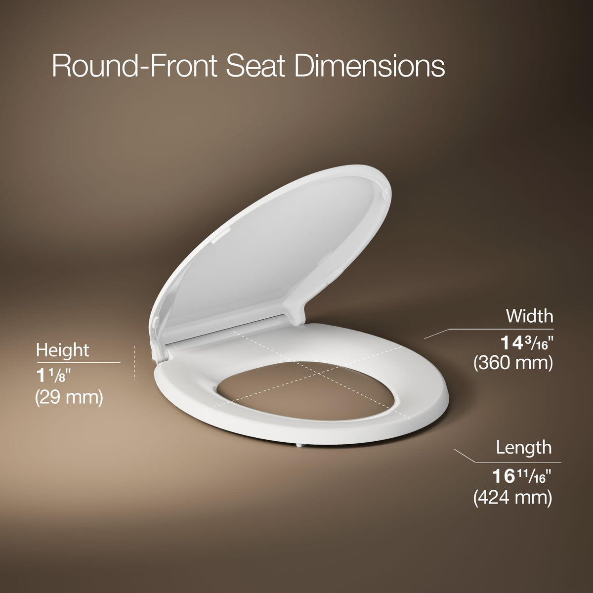 KOHLER Grip-Tight bumpers secure the seat for a stable, no-slip fit.