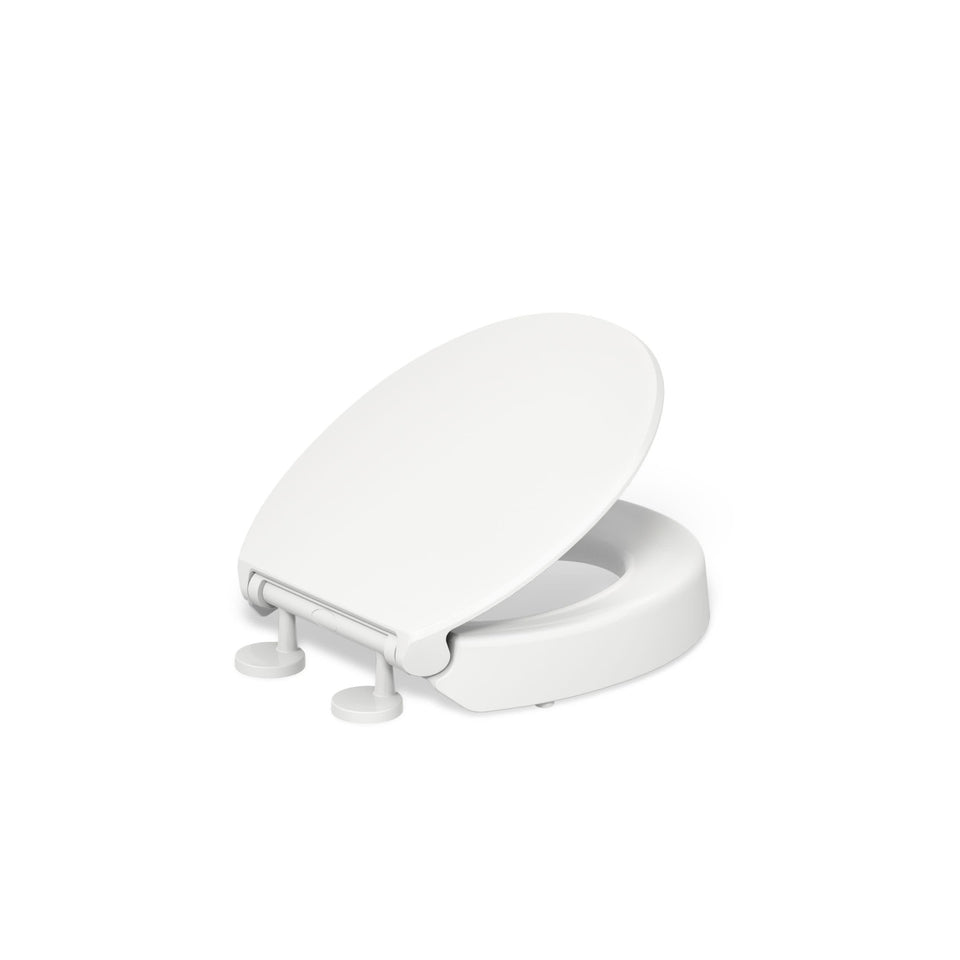 KOHLER Hyten elevated seat close-up showing 3 inch height for easier transfers